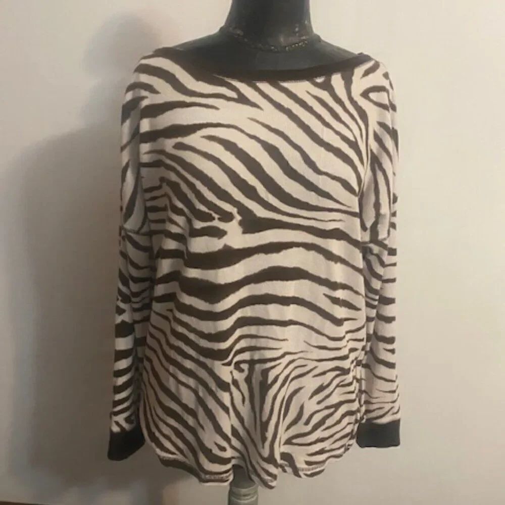 Lauren Ralph Lauren Brown/Cream Animal print 3/4 sleeves sweater, size 3X